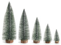 Decorazioni ad albero di Natale innevato su base in legno, set da 2 pezzi