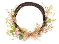 Ghirlande di uova pasquali colorate con fiocco in rafia e fiori, set da 2 pezzi, Ø 28 cm