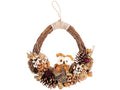 Ghirlande autunnali con gufo e pigne glitterate da appendere, ideale, cm 32 x 35 H