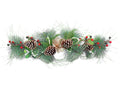 Fascina decorativa natalizia con aghi di pino, pigne, bacche rosse e decoro, set da 2 pezzi, cm 68