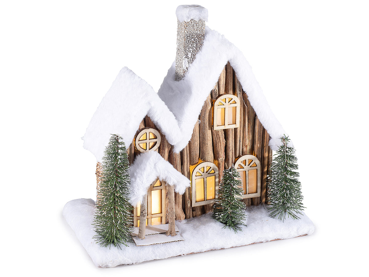 Addobbi di Natale a casetta decorativa / villaggio di Natale innevato, cm 26 x 14 x 25 H