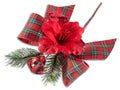 Mazzolini di Natale pick con aghi di pino, fiore rosso, campanella e fiocco, set da 20 pezzi, cm 8 H (con gambo 13)