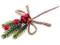 Mazzolini pick con aghi di pino, bacche rosse, campanella e fiocco in juta, set da 40 pezzi, cm 7 H (con gambo 14)