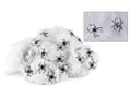 Ragnatela bianca 200 g con 15 ragni in confezione per decorare vetrine, set da 6 pezzi, 200 g