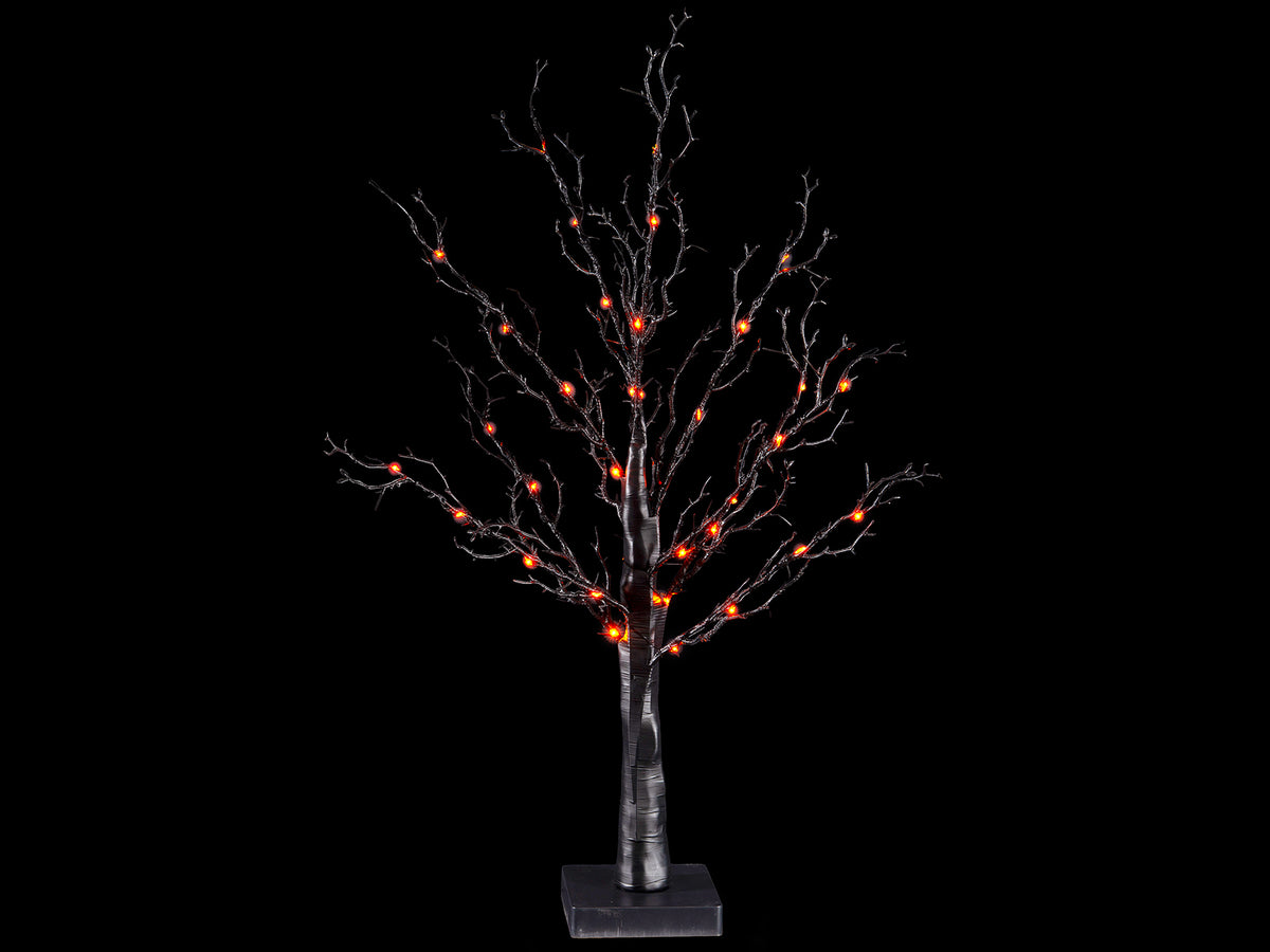 Alberi luminosi per Halloween cm 60 H con 40 LED arancio, 10 rami. Adatti ad, set da 2 pezzi, cm 60 H