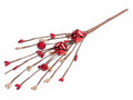 Rametti pick di bacche rosse, gemme dorate e campanelle color oro lucido, set da 24 pezzi, cm 19 H (con gambo 30)