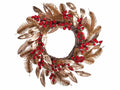 Ghirlande di Natale con bacche rosse, aghi di pino e foglie dorate, set da 2 pezzi, Ø 35 cm