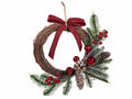 Ghirlande natalizie di rami intrecciati decorata con aghi di pino innevati, set da 2 pezzi, Ø 25 cm