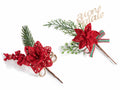 Rametti pick con pino, Stella di Natale in feltro, bacche e scritta Buon Natale, set da 24 pezzi, cm 15 H (con gambo 23)