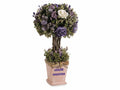 Alberello centrotavola in vasetto con rose, fiori artificiali e fiocco, set da 2 pezzi, Ø 15 cm x 29 H