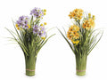 Piante ornamentali artificiali con fiorellini gialli e viola da appoggiare, set da 2 pezzi, Ø 7,5 cm x 53 H