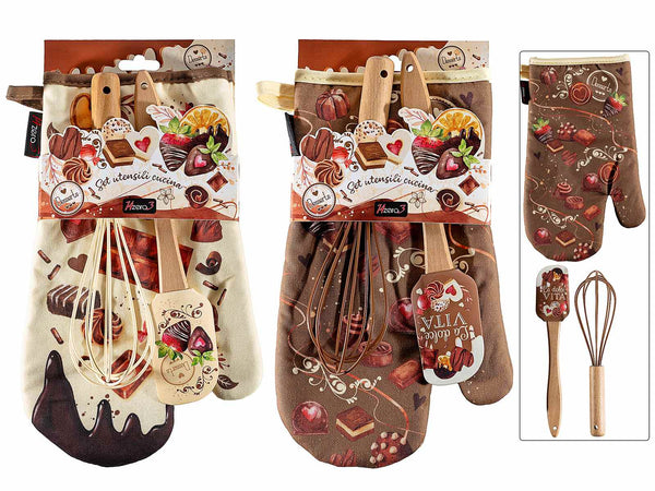 Set di 2 kit guanto, spatola e frusta da cucina – Natale