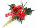 Rametti pick natalizi di agrifoglio con bacche rosse, diamante e campanella, set da 18 pezzi, cm 15 H (con gambo 25)