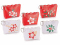 Portamonete di Natale in similpelle con zip e portachiavi con stampa natalizia, set da 18 pezzi, cm 11 x 2,5 x 8 H