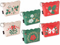 Portamonete natalizi in similpelle colorati con zip e portachiavi, set da 12 pezzi, cm 11 x 2,5 x 8 H