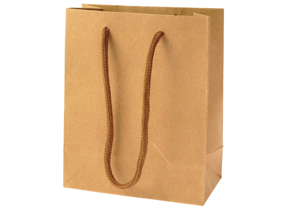 Sacchetto busta regalo in carta naturale con manici in corda, ideale, set da 40 pezzi, cm 11 x 6 x 14 H
