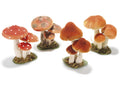 Tris di funghi decorativi artificiali in carta e stoffa con anima, set da 4 pezzi, cm 10,5 x 7,5 x 15 H