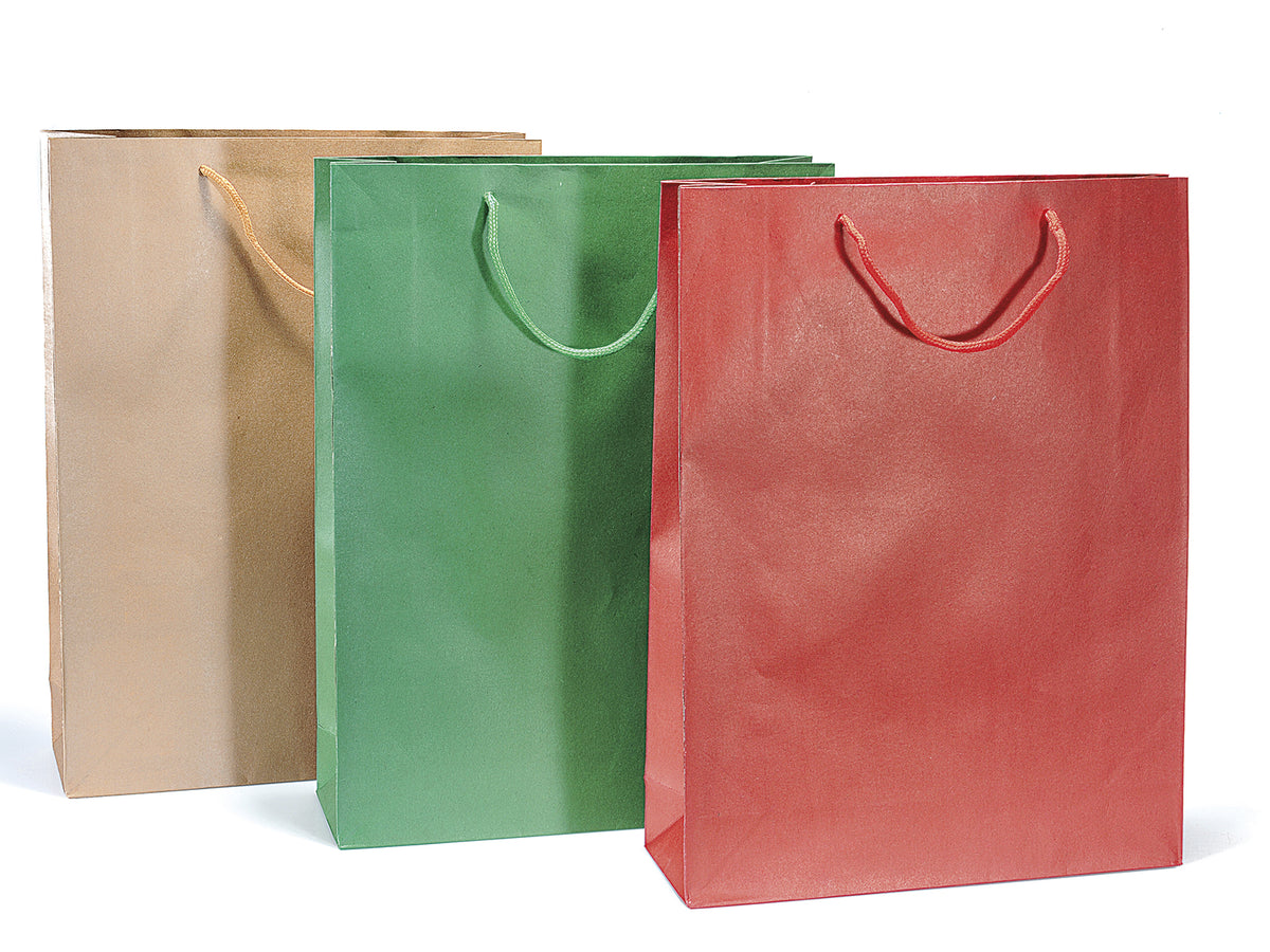 Buste regalo di dimensione maxi in carta naturale colorata con manici, set da 24 pezzi, cm 31,5 x 10 x 42 H