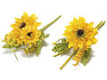 Girasoli artificiali a mazzolino chiudipacco pick con foglie e boccioli, set da 24 pezzi, cm 7 H (con gambo 13)