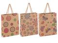 Buste / sacchetti medi in carta naturale stampata con manici, set da 36 pezzi, cm 19 x 8 x 24,5 H