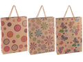 Sacchetti / buste grandi in carta naturale stampata con manici, set da 36 pezzi, cm 24 x 8 x 33 H