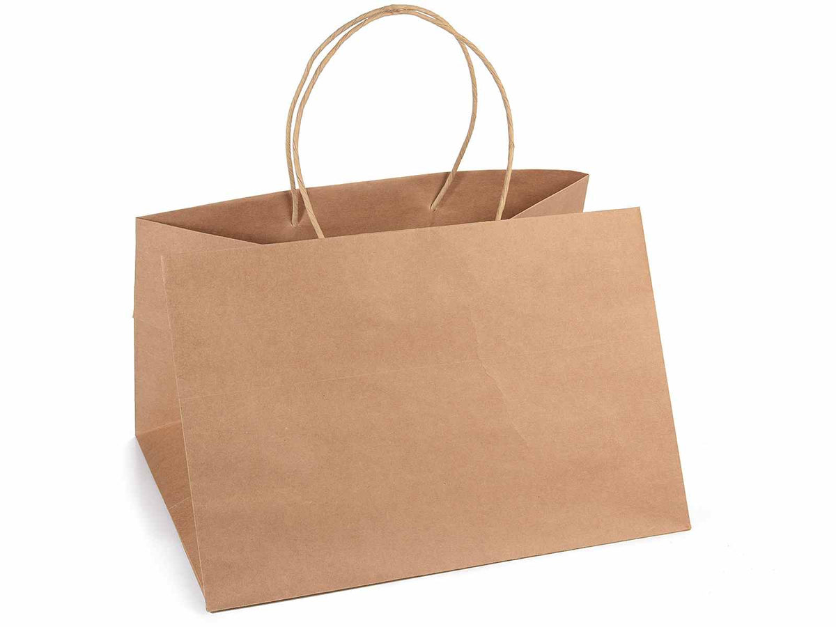 Sacchetti / buste in carta kraft con manici ritorti, adatti per confezioni, set da 10 pezzi, cm 36 x 29 x 24 H