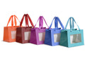 Buste sacchetti con finestra trasparente e manici in stoffa in carta colorata, set da 20 pezzi, cm 18 x 11 x 13,5 H