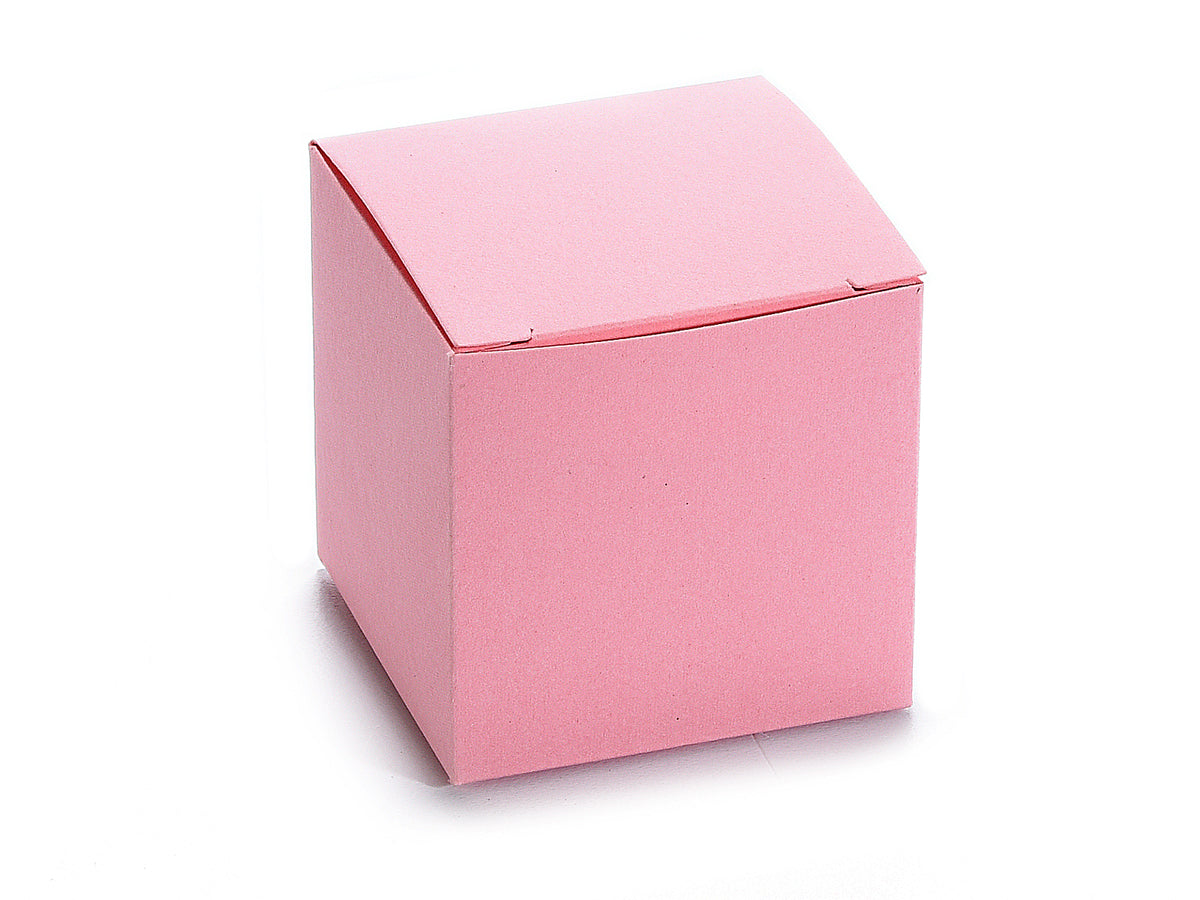Scatole a forma di cubo in carta rosa, set da 100 pezzi, cm 5 x 5 x 5 H