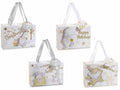 Scatole natalizie per pacchi regalo in carta colorata con manici in raso, set da 24 pezzi, cm 18 x 9 x 12 H