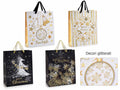Sacchetti / buste di Natale medi in carta rigida con dettagli glitterati, set da 24 pezzi, cm 23 x 10 x 24,5 H