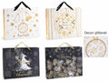 Sacchetti regalo / buste di Natale maxi in carta rigida con finiture glitterate, set da 16 pezzi, cm 38 x 12,5 x 30,5 H