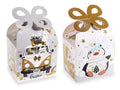 Scatole natalizie per pacchi regalo in carta bianca e oro, set da 48 pezzi, cm11,5x9x9,5H (c/fiocco18)