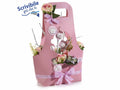 Cestini porta fiori a forma di bimba in carta rosa semi idrorepellente, set da 6 pezzi, cm30x10x34,5H (con manici 42)