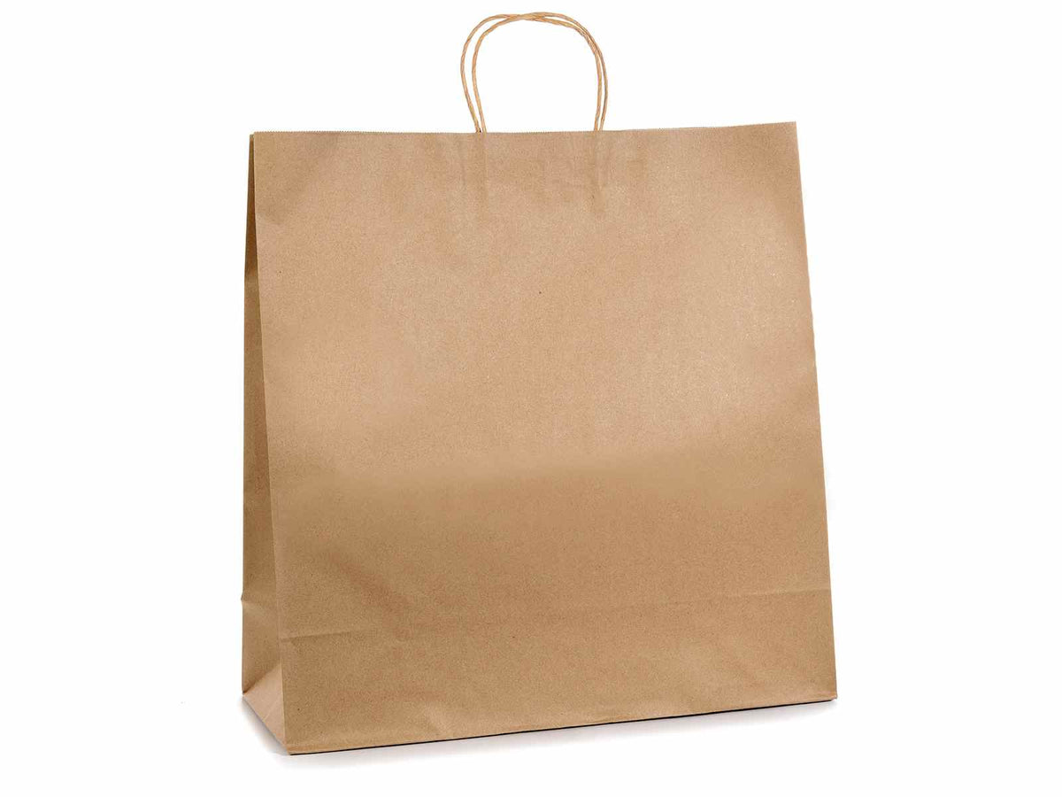 Sacchetti / buste giganti in carta naturale kraft riciclata con manico ritorto, set da 15 pezzi, cm 45,5 x 17 x 47 H