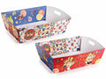 Vassoi in carta con manici e decori con stampa testa di moro e frutti, set da 6 pezzi, cm 37 x 29 x 11 H