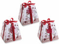 Scatole di Natale in cartone per pandoro e panettone con decori gnometti, set da 6 pezzi, cm 24,5 x 24,5 x 24 H