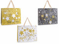 Sacchetti natalizi in carta con stampe gnomi, stelle e scritte, con manici, set da 18 pezzi, cm 38 x 12,5 x 30,5 H