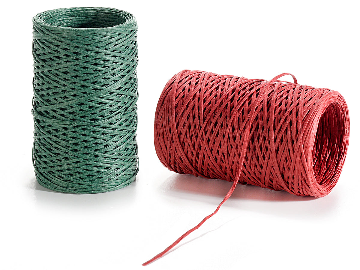 Rotoli di spago in carta colorata verde e rossa modellabili 1 mm, set da 6 pezzi, mm 1 x 50 m