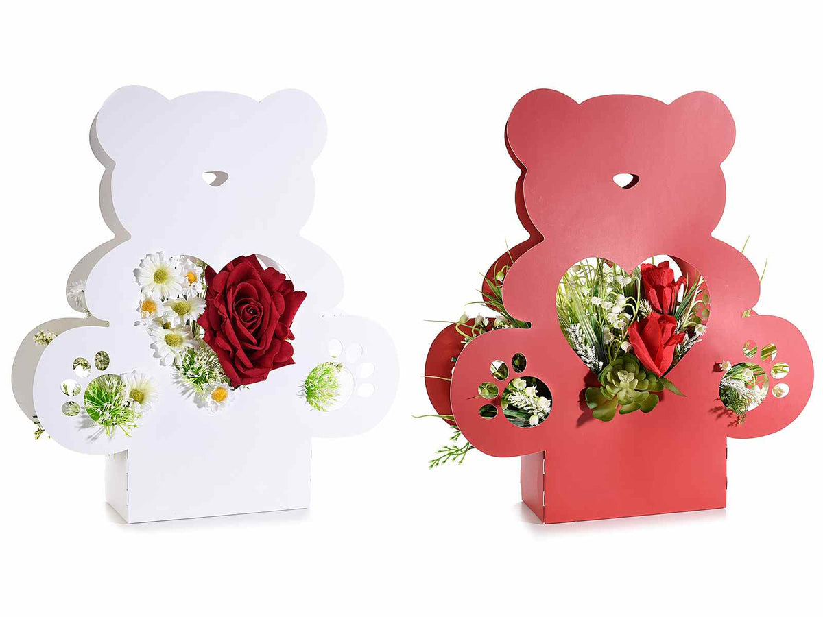 Cestini portafiori in carta semi idrorepellente a forma di orsetto ideale come, set da 6 pezzi, cm 36,5 x 8,5 x 40 H