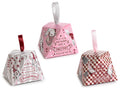 Scatoline a panettone con nastrino da appendere in carta colorata e decorata, set da 60 pezzi, cm 8 x 8 x 6 H