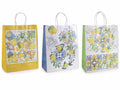 Sacchetti / buste grandi in carta colorata con stampa agrumi, set da 45 pezzi, cm 25,5 x 12,5 x 33 H