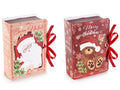 Scatole regalo di Natale in carta a libro con stampa vintage orsetto e babbo natale, stampa Buon Natale / Merry Christmas e nastro di chiusura, set da