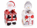 Scatole natalizie in carta con chiusura sagomata a tema Babbo Natale e pupazzo, set da 80 pezzi, cm8,5x8,5x10H (con decoro19)
