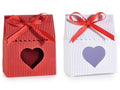 Scatoline in cartoncino ondulato con finestra a cuore e fiocco rosso, ideale, set da 40 pezzi, cm 7 x 4 x 8,5 H