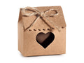 Scatoline in carta kraft a casetta con finestra a forma di cuore e nastro, set da 40 pezzi, cm 6x4x4 H (con tetto 6,5)