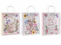 Sacchetti / buste grandi in carta di Pasqua con stampa coniglietti, set da 45 pezzi, cm 26 x 12 x 32 H