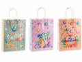 Sacchetti / buste medie in carta con stampa pasquale e scritta Happy Easter, set da 36 pezzi, cm 18,5 x 9,5 x 25,5 H