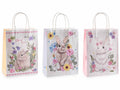 Sacchetti / buste medi in carta di Pasqua con stampa coniglietti, set da 36 pezzi, cm 18,5 x 9,5 x 25,5 H