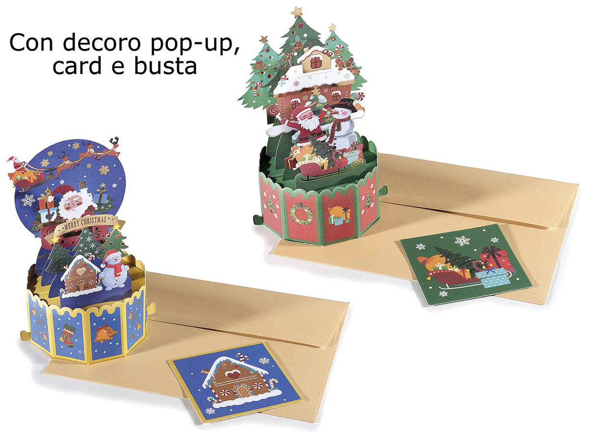 Biglietti di auguri di Natale in 3D con pop up, card / bigliettino e busta, set da 6 pezzi, Ø 10 cm x 15,5 H