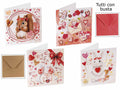 Biglietti augurali San Valentino con stampa animaletti e cuori con busta, set da 48 pezzi, cm 10 x 10 H